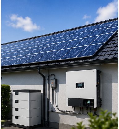 Photovoltaikanlage mit Wechselrichter und Batteriespeicher